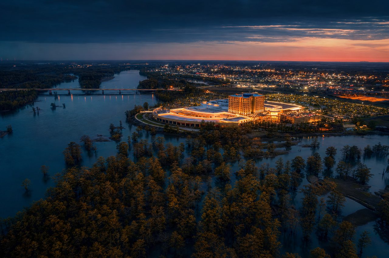 Casinos near Pine Bluff, Arkansas — aerial cityscape