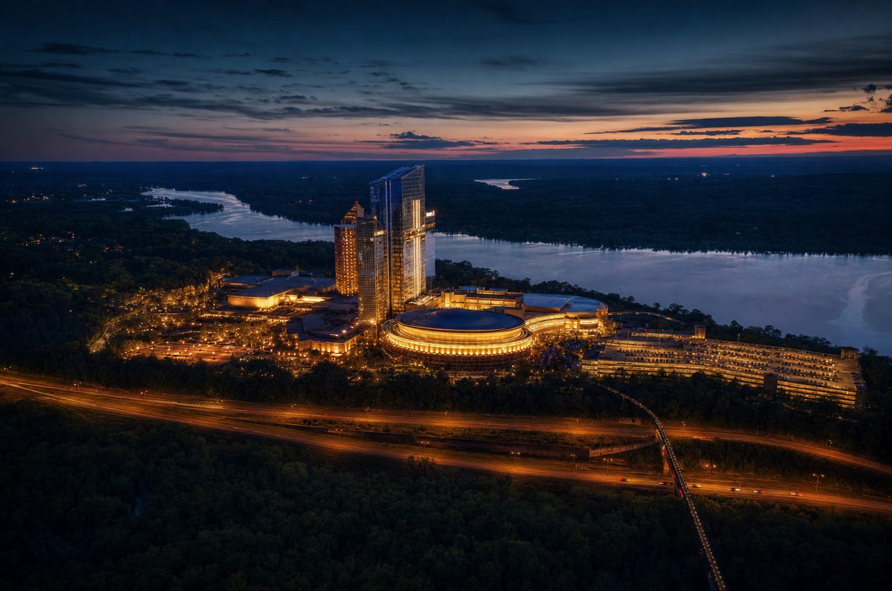 Casinos near Uncasville, Connecticut — aerial cityscape