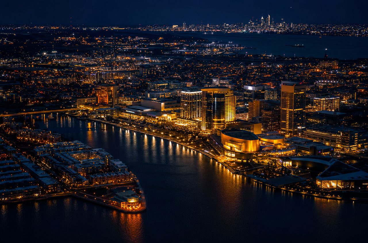 Casinos near Wilmington, Delaware — aerial cityscape