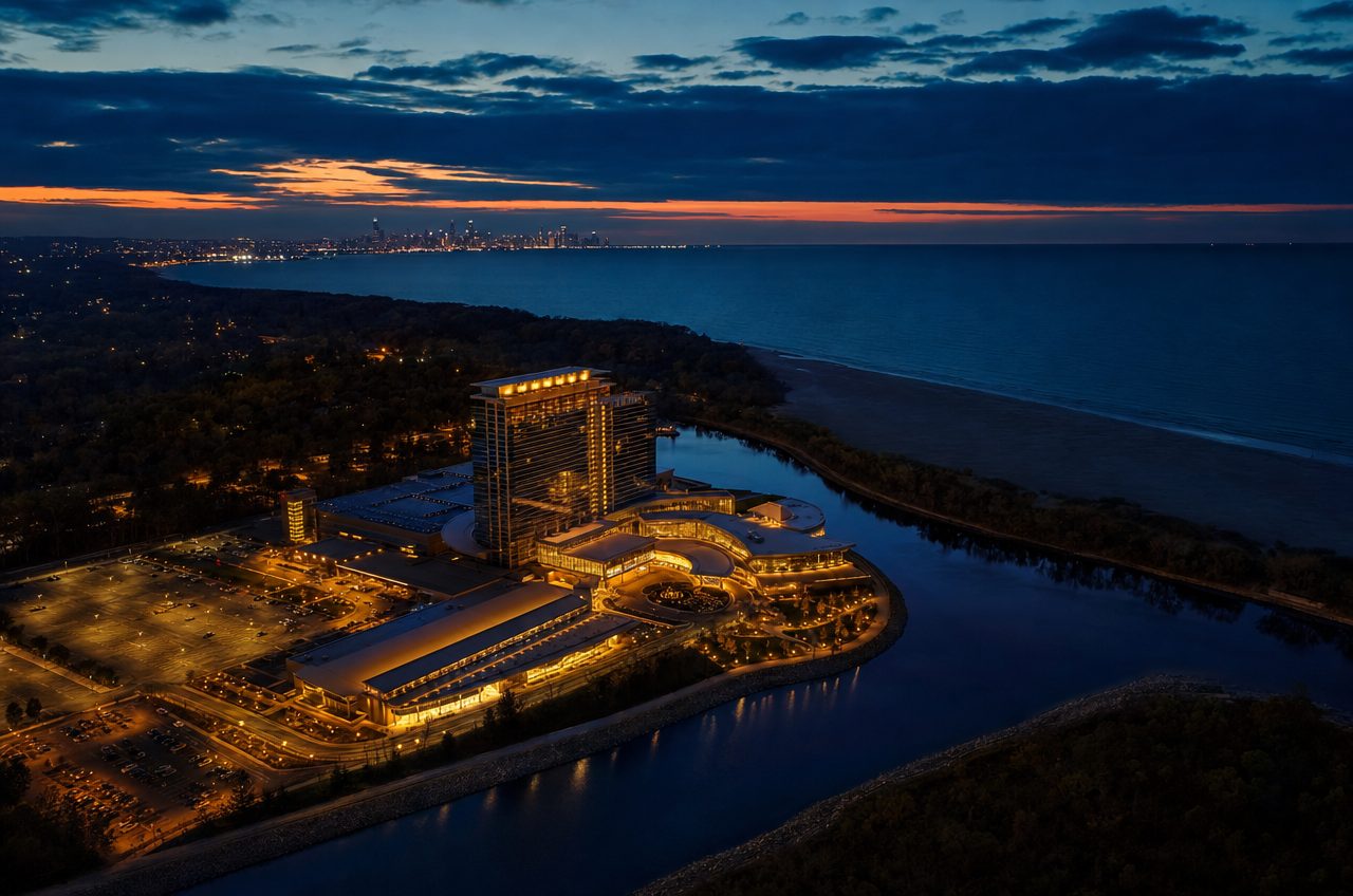 Casinos near Michigan City, Indiana — aerial cityscape