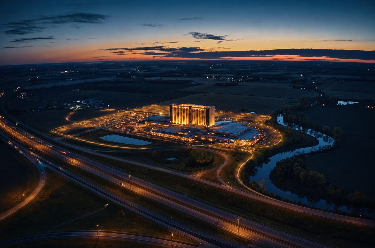 Casinos near Shelbyville, Indiana — aerial cityscape