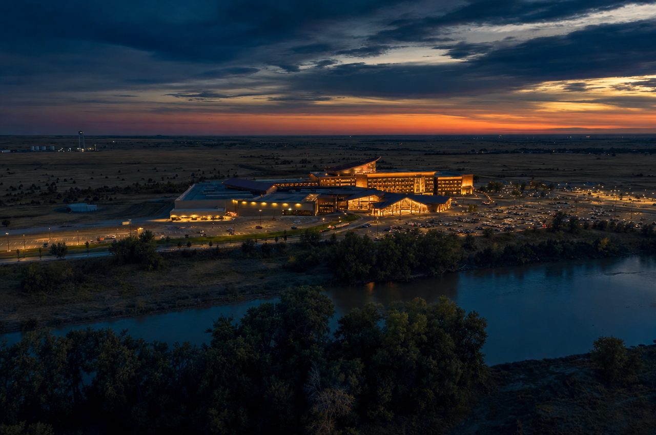 Casinos near Dodge City, Kansas — aerial cityscape