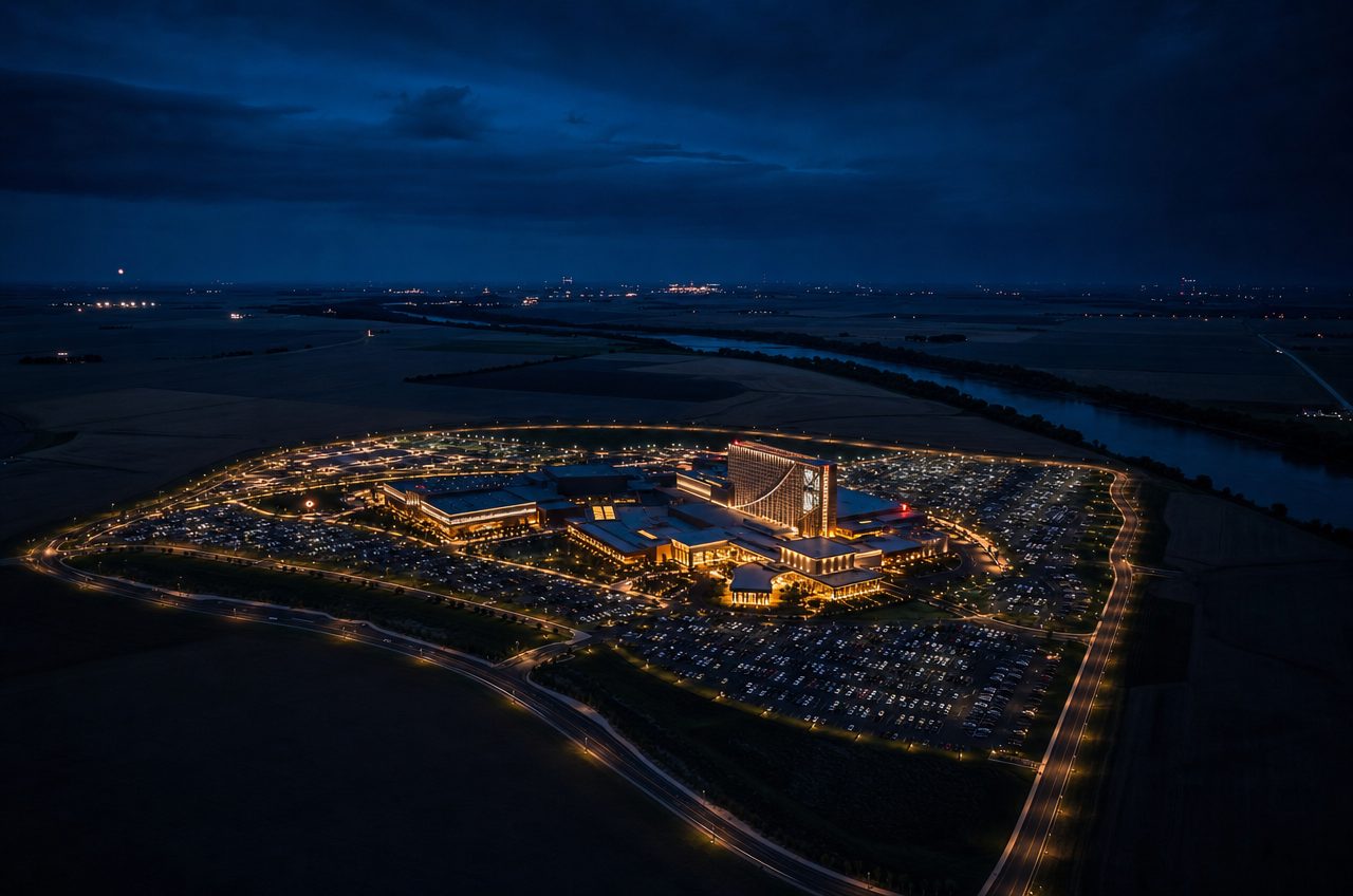 Casinos near Mulvane, Kansas — aerial cityscape