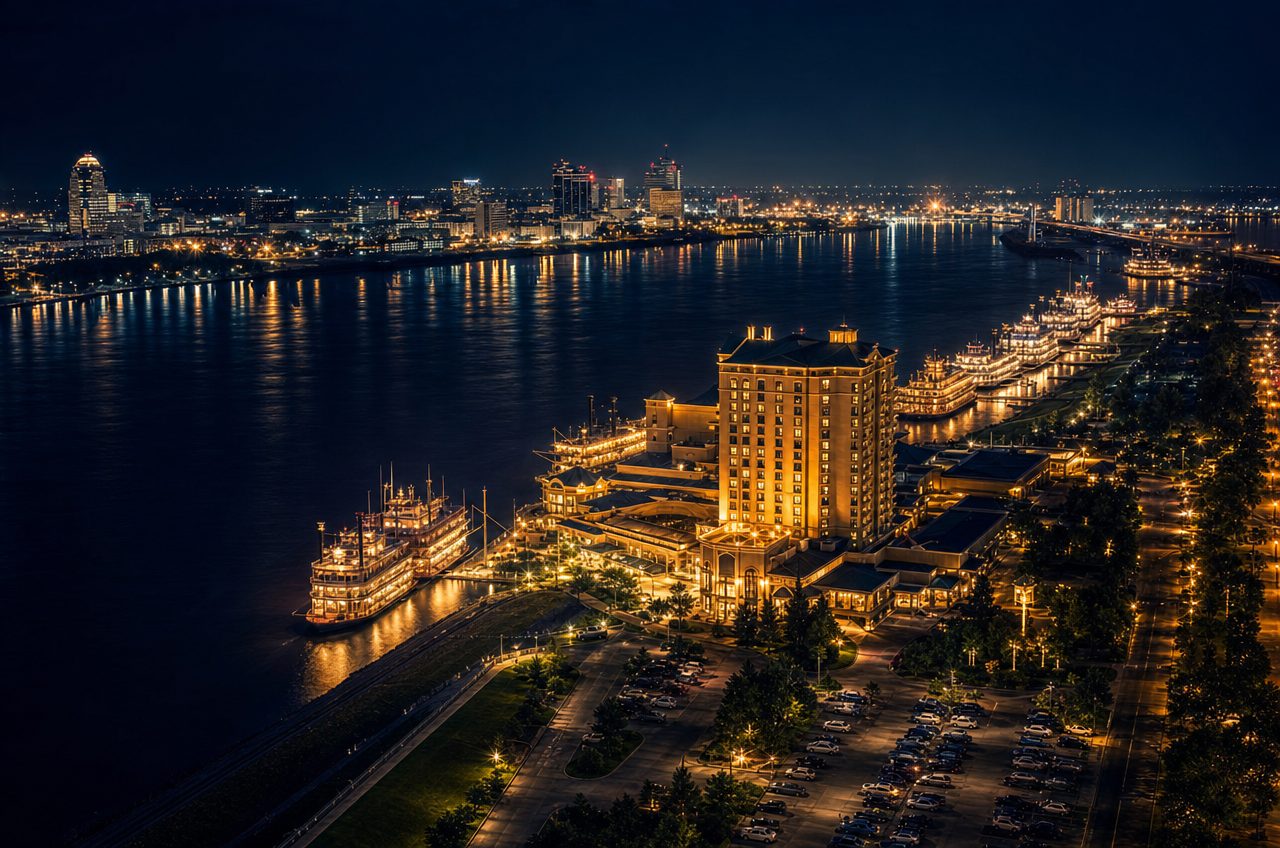 Casinos near Bossier City, Louisiana — aerial cityscape