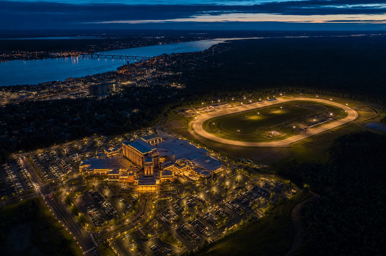 Casinos near Bangor, Maine — aerial cityscape