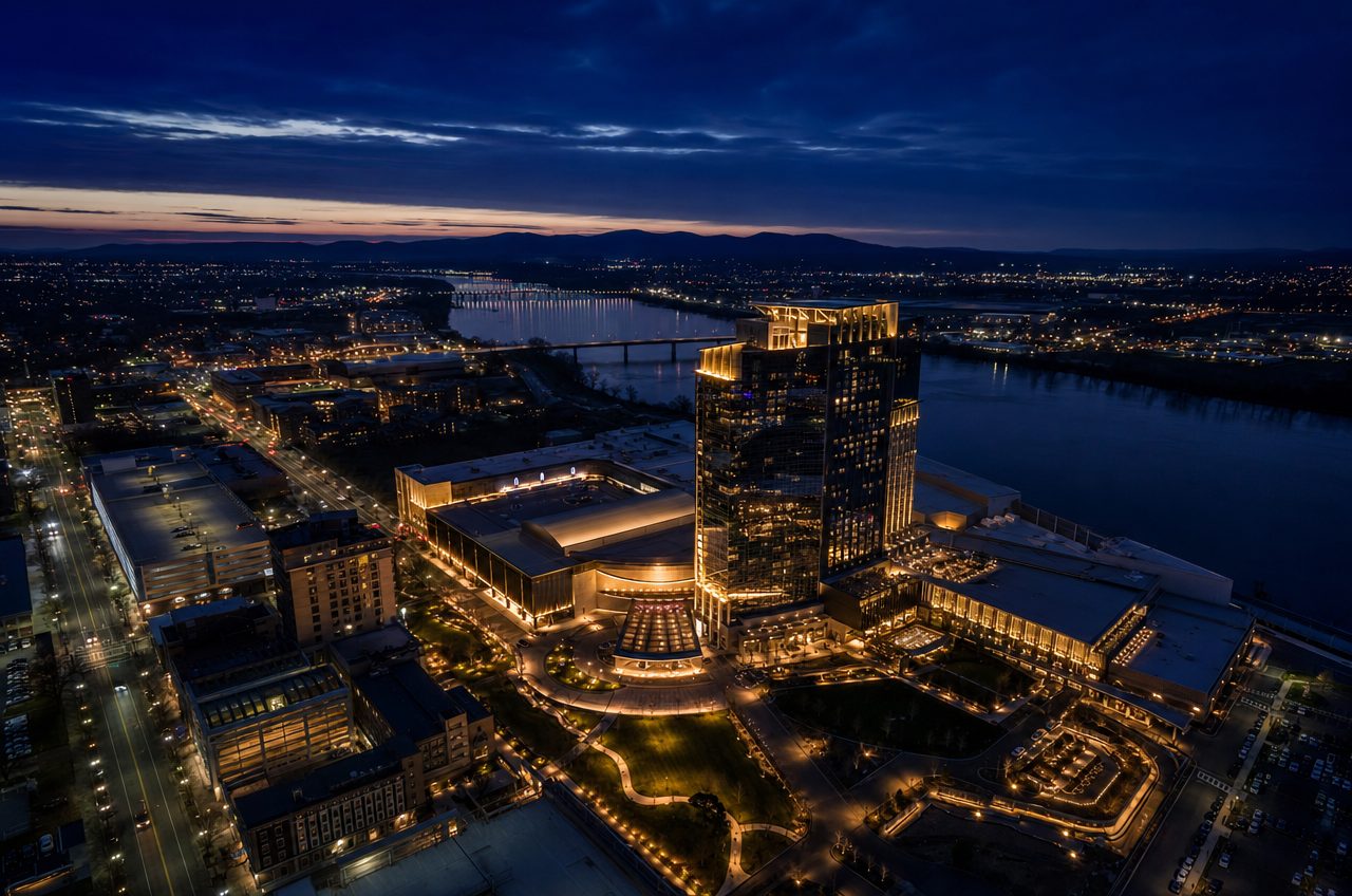 Casinos near Springfield, Massachusetts — aerial cityscape