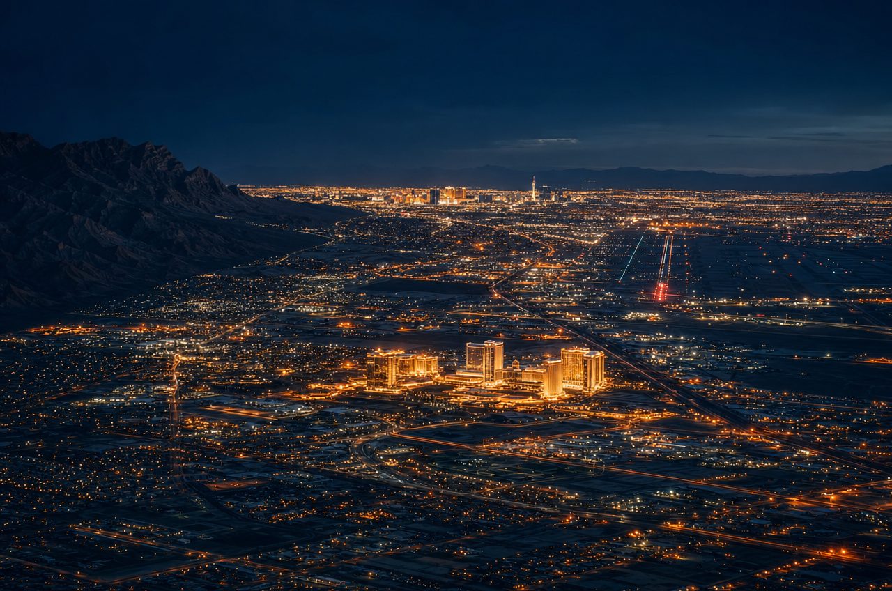 Casinos near North Las Vegas, Nevada — aerial cityscape
