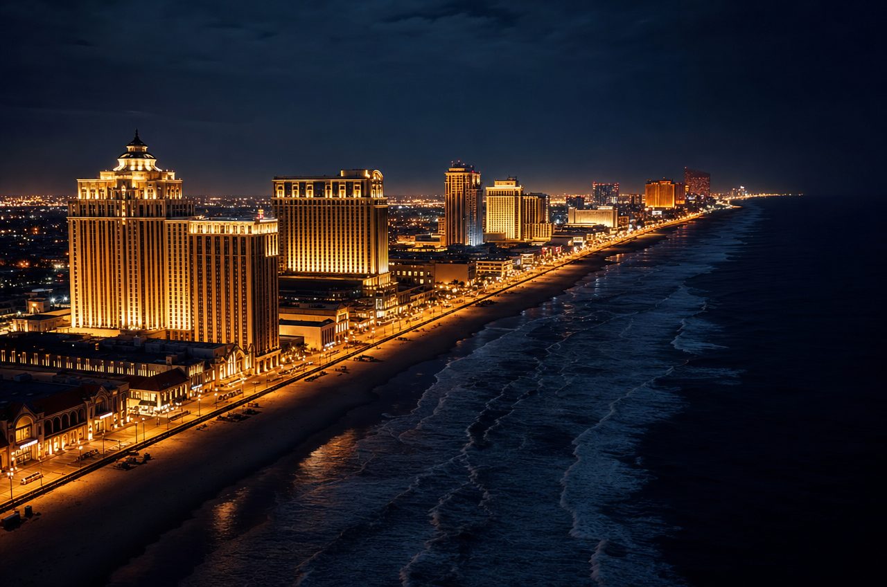 Casinos near Atlantic City, New Jersey — aerial cityscape