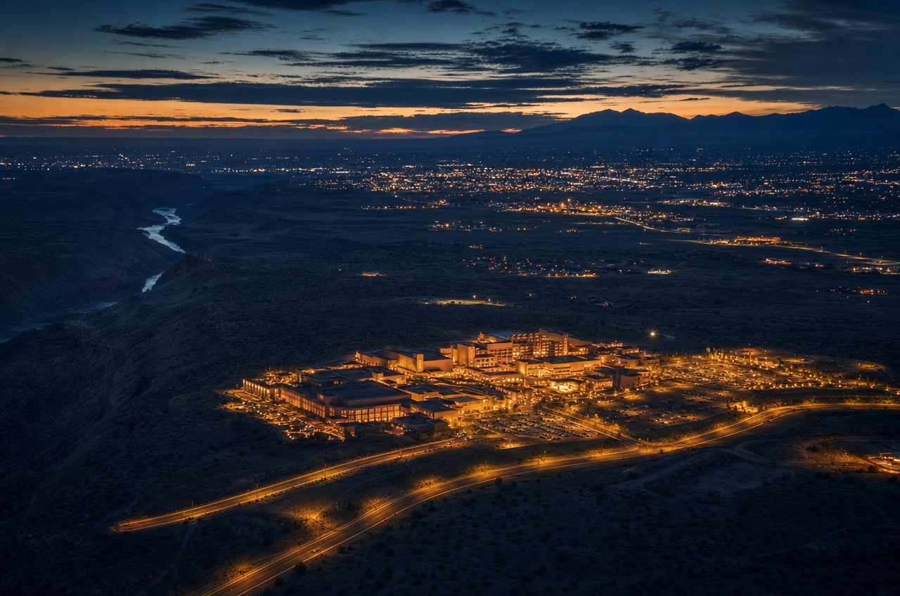 Casinos near Santa Fe, New Mexico — aerial cityscape