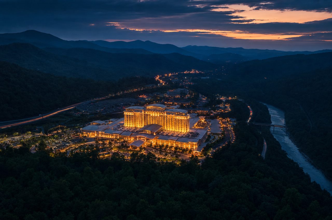 Casinos near Murphy, North Carolina — aerial cityscape