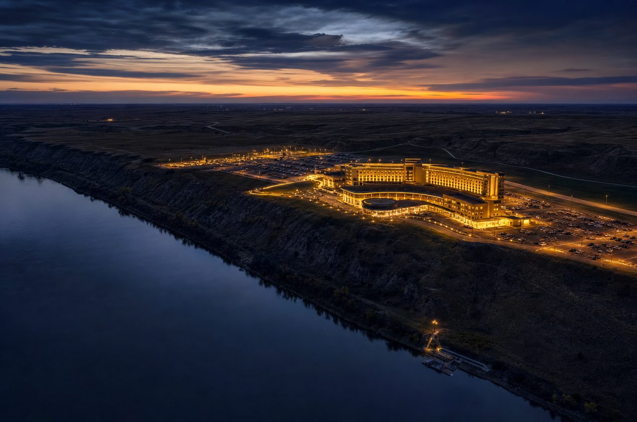 Casinos near Fort Yates, North Dakota — aerial cityscape
