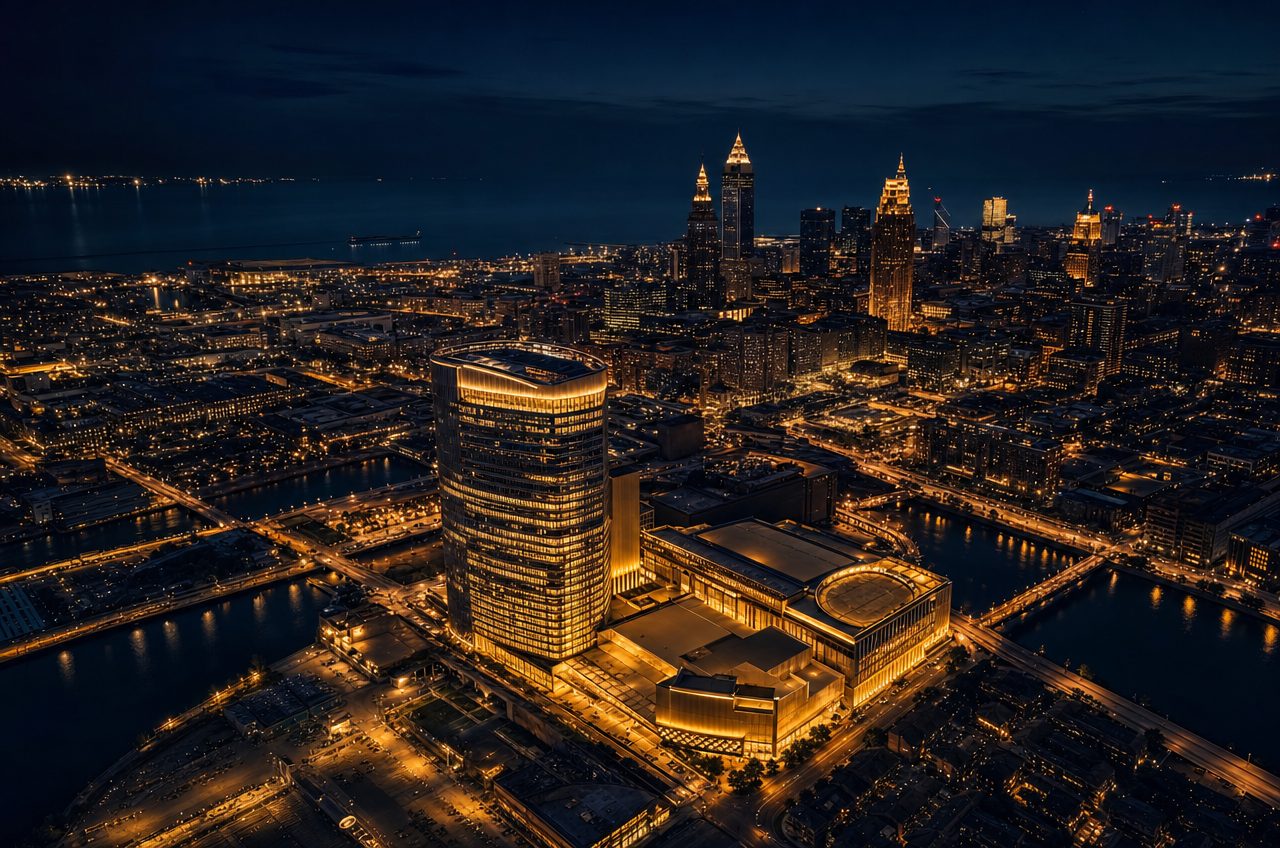 Casinos near Cleveland, Ohio — aerial cityscape