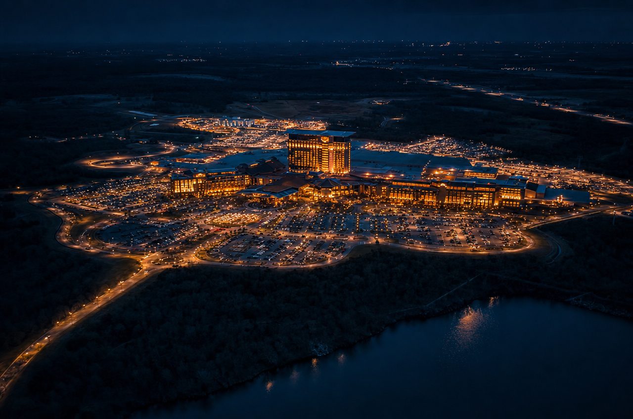 Casinos near Durant, Oklahoma — aerial cityscape