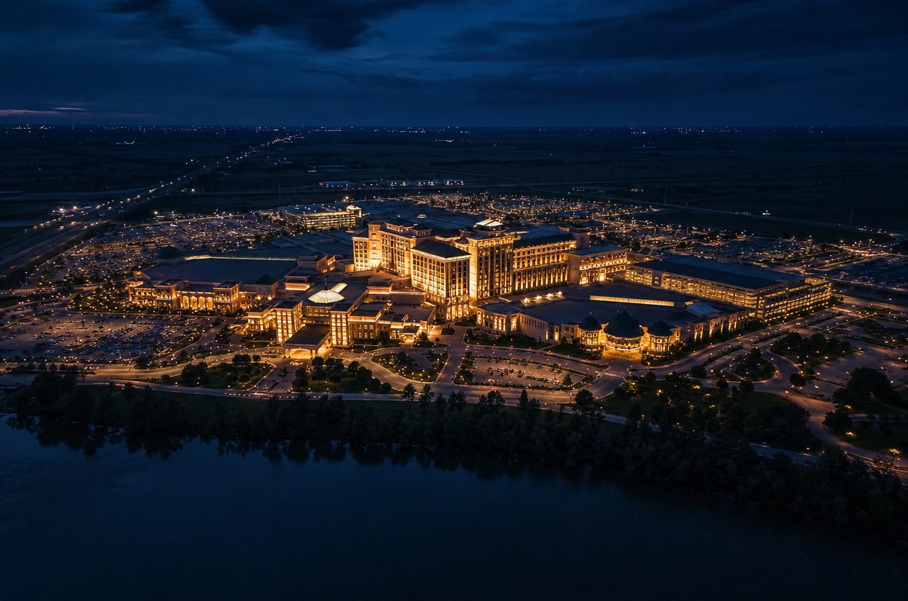 Casinos near Thackerville, Oklahoma — aerial cityscape