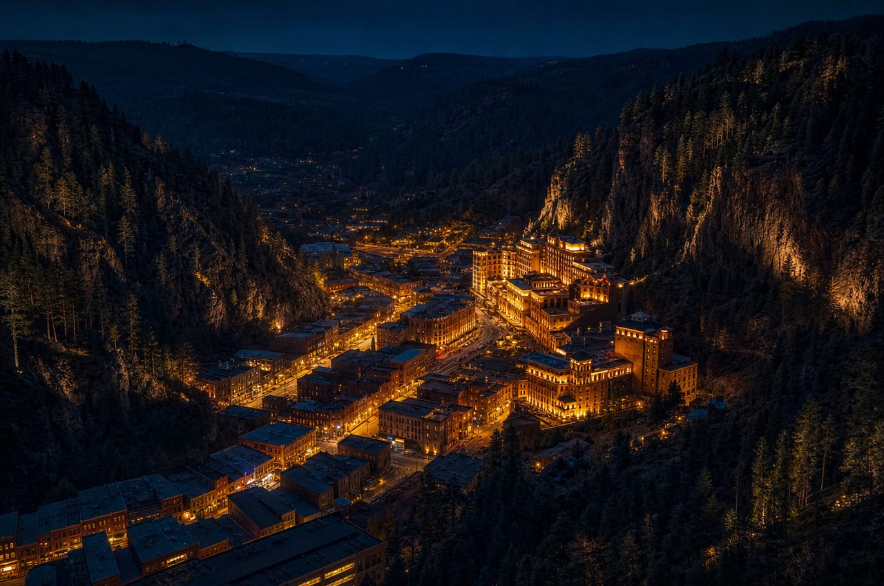 Casinos near Deadwood, South Dakota — aerial cityscape