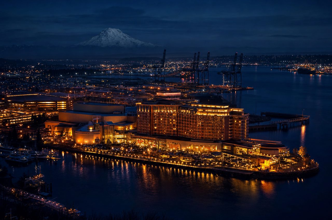 Casinos near Tacoma, Washington — aerial cityscape