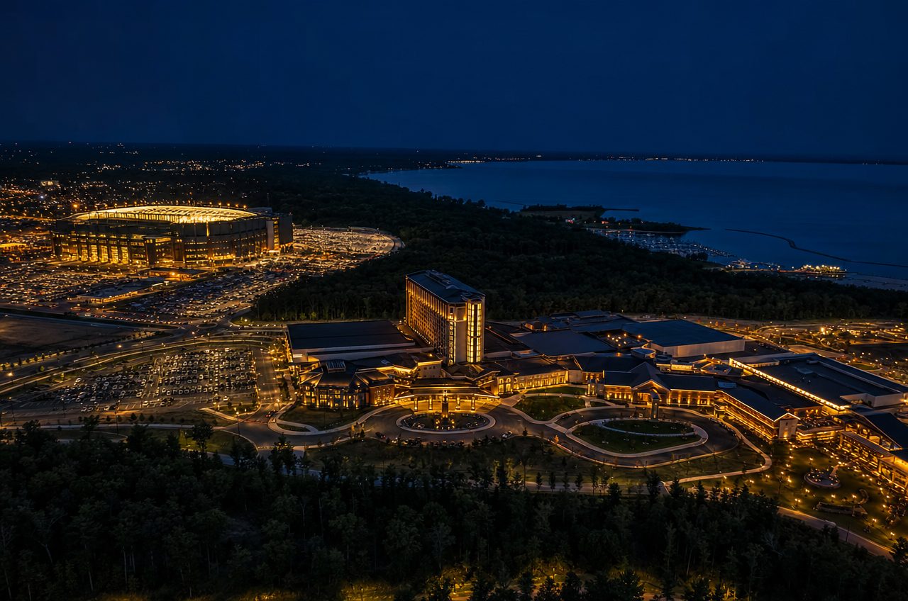 Casinos near Green Bay, Wisconsin — aerial cityscape