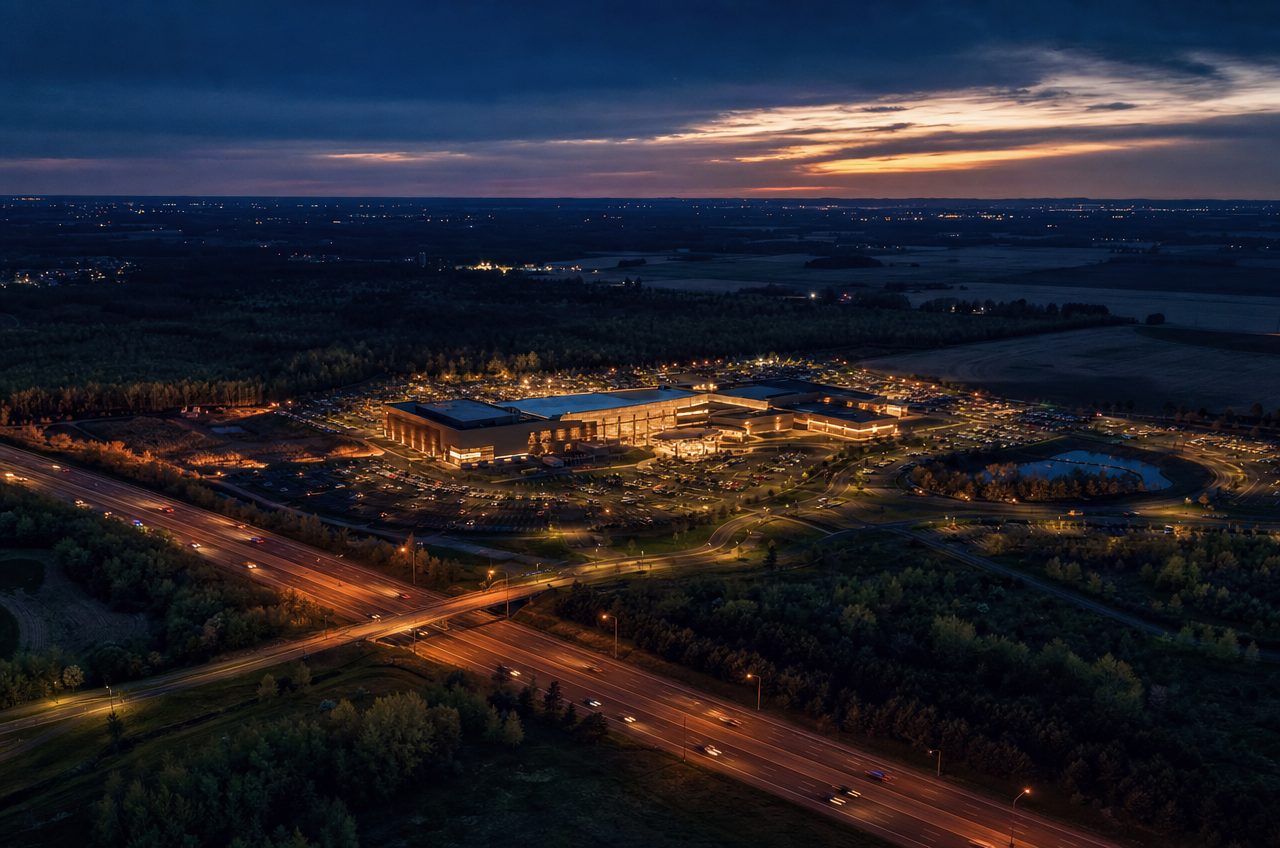 Casinos near Oneida, Wisconsin — aerial cityscape
